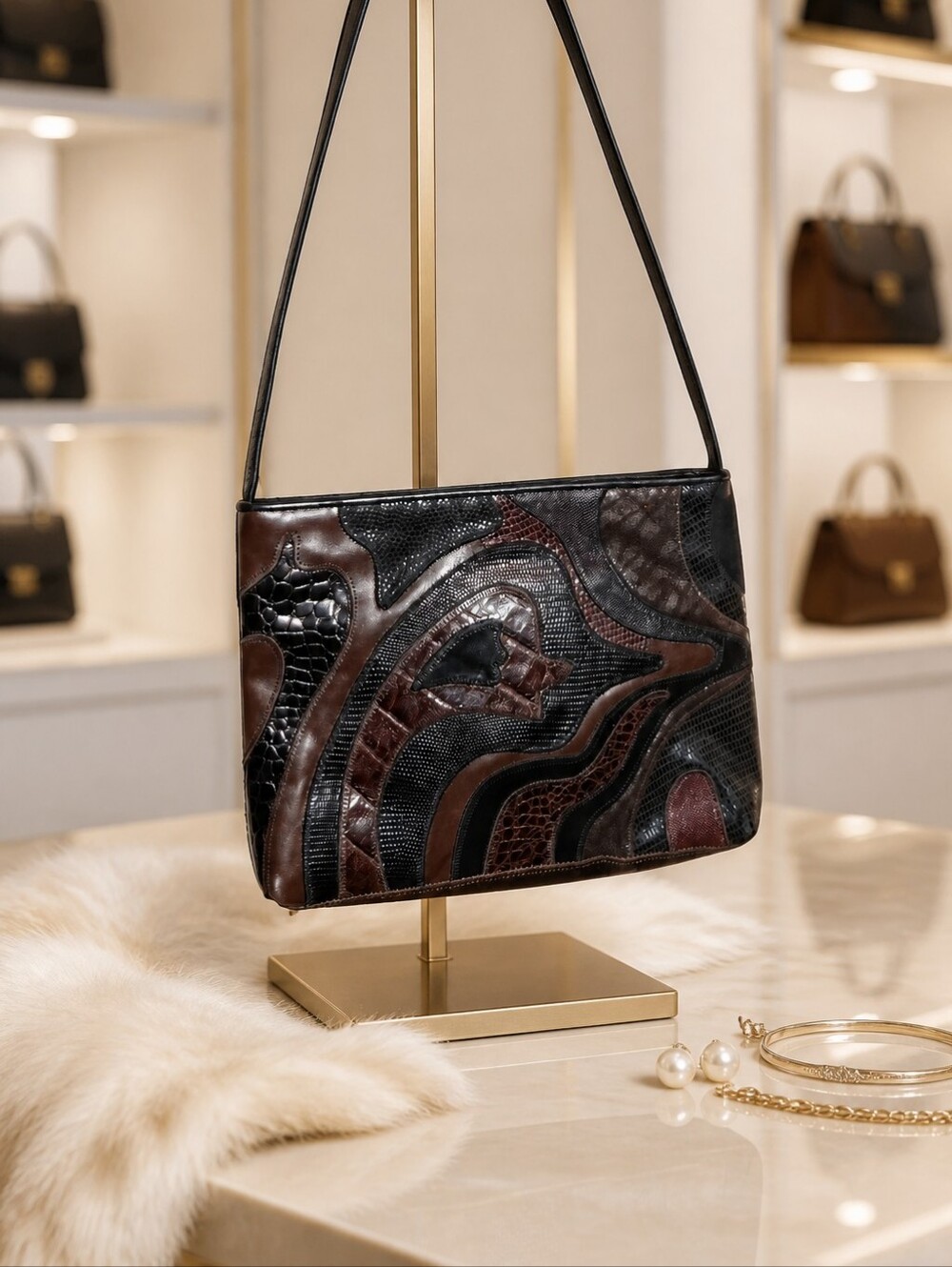 Sharif Crossbody Purse Patchwork Leather Multicolor Vintage